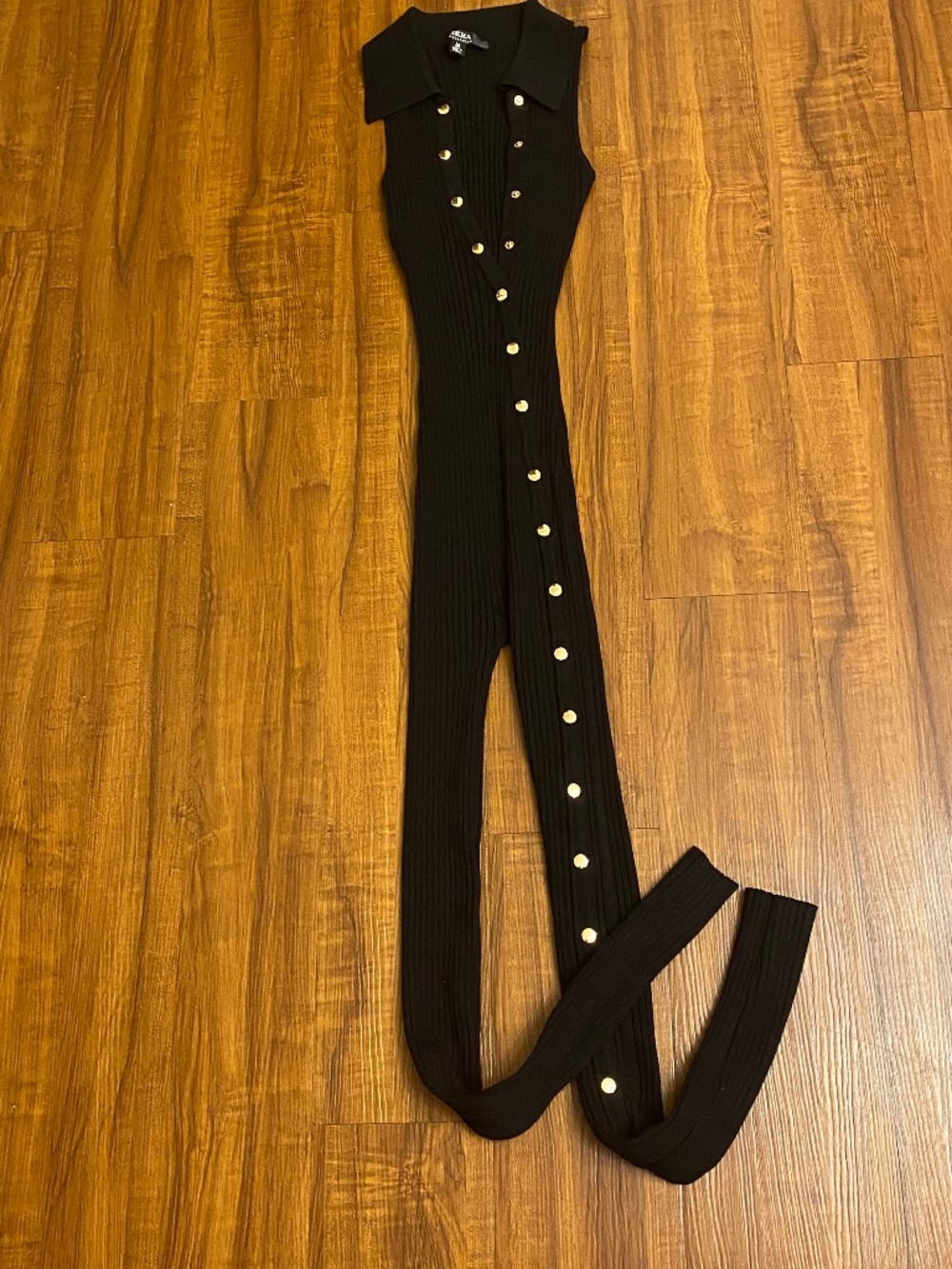 New Ladies Black Ribbed Jumpsuit